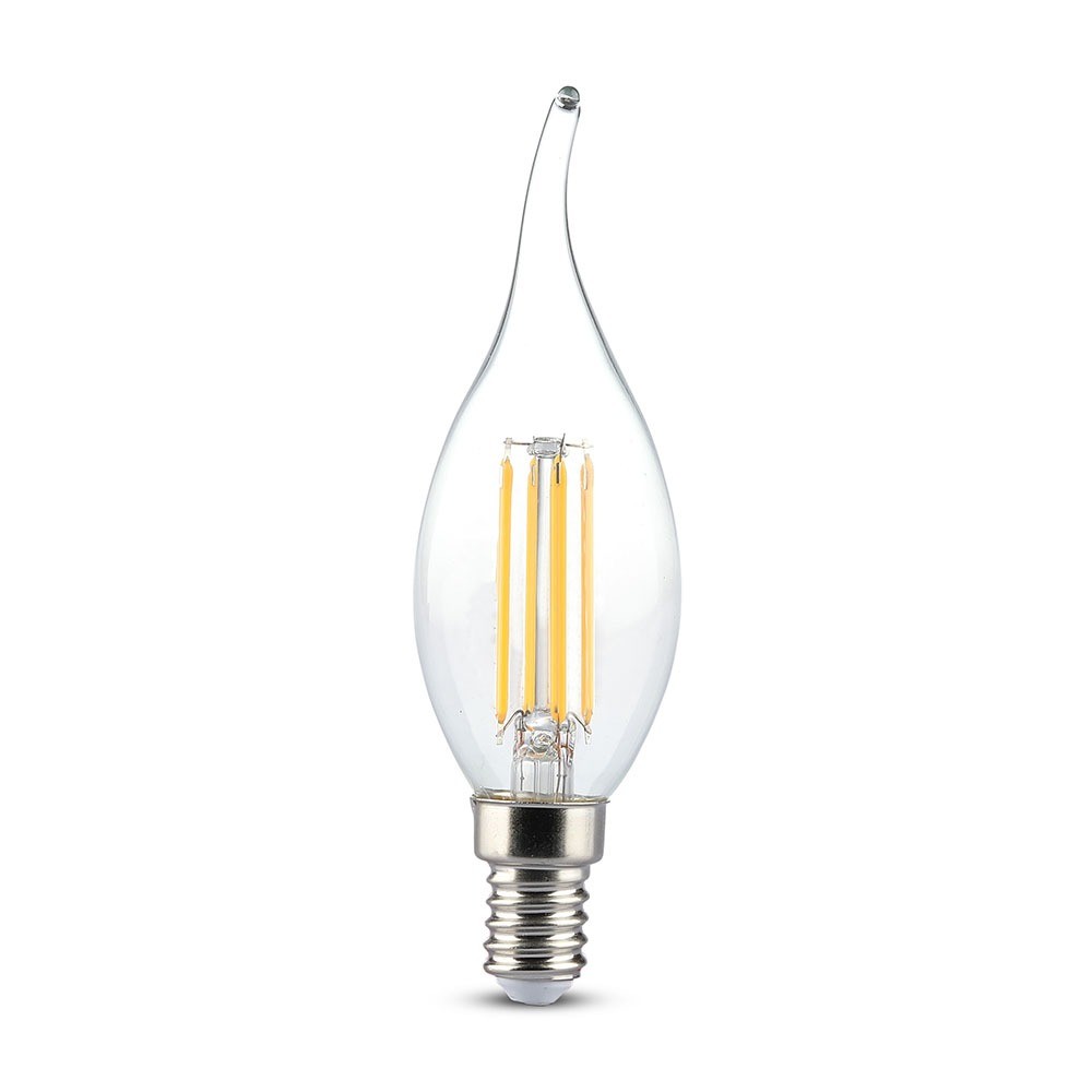 Bec LED - 4W Filament E14 Tip Lumânare cu flacără Amber Alb cald